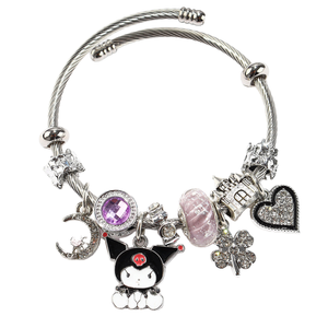 Pulseras Clásicas de Acero Inoxidable 316L con Dijes de Hello Kitty y Cuentas de Diamantes de Imitación para Regalo Unisex al por Mayor - Product Image 2