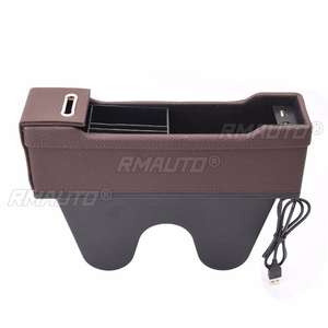 Organizador de Asiento de Coche, Bolsillo de Almacenamiento de Cuero PU con 2 Cargadores USB, Universal para Conductor y Pasajero, 4 Colores - Product Image 1