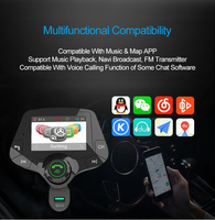 Cargador de Coche Rápido con Pantalla de 2 Pulgadas, Manos Libres, QC3.0, Doble USB, Modulador FM, Reproductor MP3, Transmisor FM Inalámbrico Bluetooth