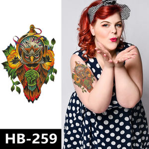 Autocollants de <span class=keywords><strong>tatouage</strong></span> temporaires pour adultes, motif <span class=keywords><strong>ethnique</strong></span> tribal tête de hibou, imperméables, non toxiques, colorés et sexy, pour visage et corps, vente en gros d'usine - Product Image 2