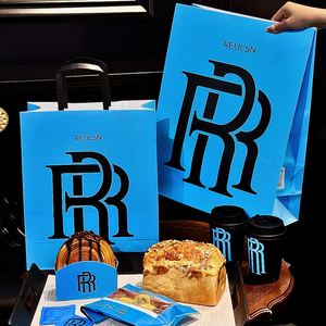 Bolsa de Papel Kraft Ecológica, Biodegradable y Reciclable con Logotipo Personalizado, sin Asas, para Pasteles, Postres, Panadería y Comida para Llevar - Product Image 1