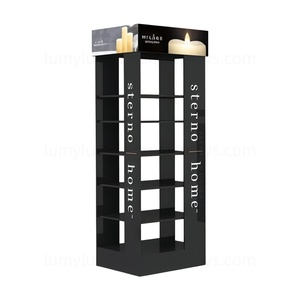 360° 4-Way Display Kiosk for Candle Shop Space Saving Metal Floor Racks with <b>Multiple</b> Tiers Booth for Aroma Candles & Diffuser - Product Image 2