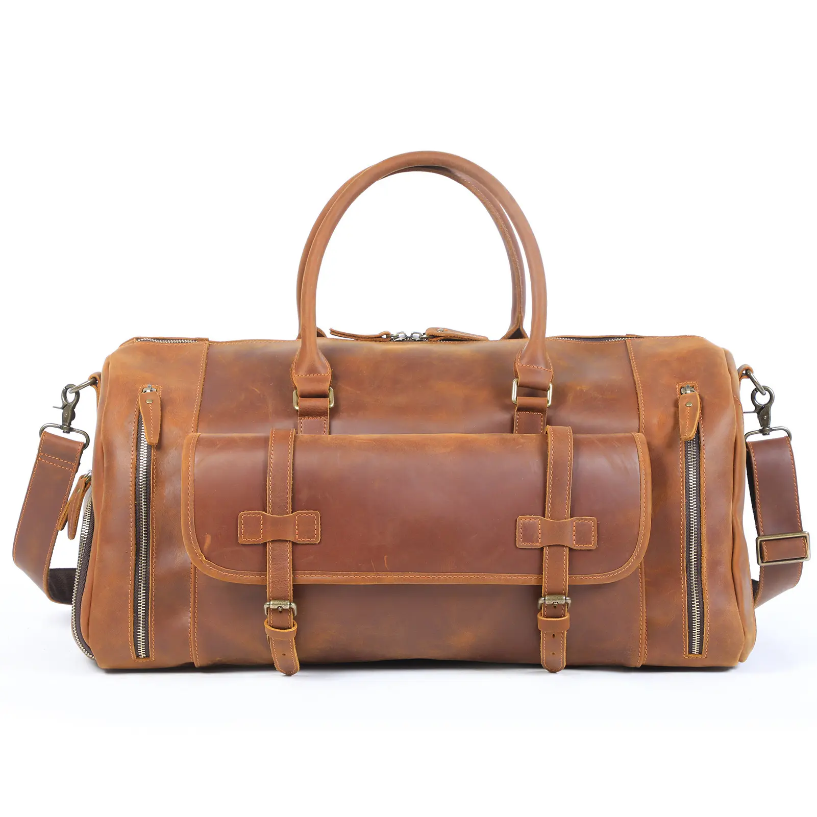 Luxury Real Leather Carry-On Weekend Business Gym Travel Duffel Bags Luggage Handbags for Men