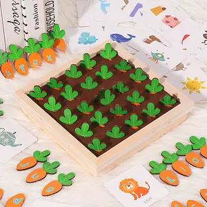 2022 Pertanian Tarik Lobak Musik Kelompok Kata-kata Mantra Kata Bahasa Inggris Puzzle Kartu Memori Permainan Catur Kayu Mainan Desktop Anak-anak