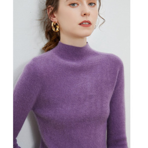 Suéter de Cachemira 100% Lana de Color Sólido, Camisa Base de <span class=keywords><strong>Manga</strong></span> <span class=keywords><strong>Larga</strong></span> para Mujer, Suéter de Punto Ajustado a <span class=keywords><strong>Rayas</strong></span>, Nuevo Suéter de <span class=keywords><strong>Cuello</strong></span> <span class=keywords><strong>Alto</strong></span> a Media Altura - Product Image 2