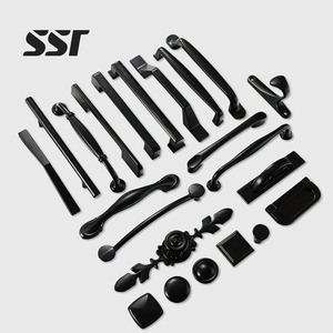 Poignées de meubles modernes en aluminium noir massif pour armoire de cuisine, tiroir, armoire à chaussures, de forme ronde et faciles à installer - Product Image 1