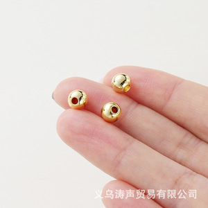 Perles en cuivre plaqué or, petites perles rondes d'espacement pour la fabrication de bijoux, accessoires DIY, origine Yiwu, printemps 2024 - Product Image 2