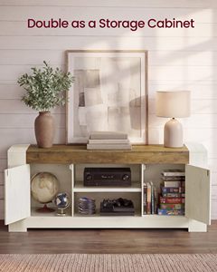 <span class=keywords><strong>Meuble</strong></span> <span class=keywords><strong>TV</strong></span> style farmhouse de 58 pouces avec 2 armoires <span class=keywords><strong>et</strong></span> étagères ouvertes, 3 options de hauteur, convient aux téléviseurs jusqu'à 65 pouces <span class=keywords><strong>et</strong></span> capacité de charge supérieure de 300 livres. - Product Image 3