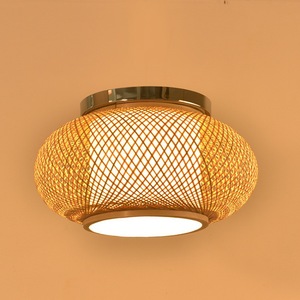 Bamboo Pendant <b>Light</b> Round E27 LED Living Room Ceiling <b>Light</b> Woven Design - Product Image 3