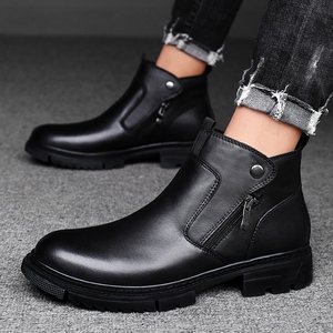 <span class=keywords><strong>Chaussures</strong></span> pour hommes en cuir pleine fleur, grande taille 47, mi-mollet, respirantes, style britannique, à fermeture éclair, nouvelle collection automne/hiver, pour le commerce transfrontalier - Product Image 5