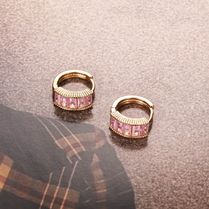 CM gioielli moda commercio all'ingrosso 18K ottone con piatto d'<span class=keywords><strong>oro</strong></span> <span class=keywords><strong>orecchini</strong></span> di alta qualità <span class=keywords><strong>rettangolari</strong></span> rosa zirconi <span class=keywords><strong>orecchini</strong></span> da donna - Product Image 5