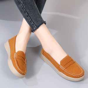 2025 nuevo otoño sólido poco profundo Casual zapatos planos de abuela versátil estilo británico pequeño cuero cómodo mocasines de mujer Slip-On - Product Image 4