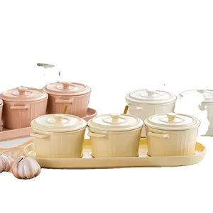 Керамическая банка для приправ в скандинавском стиле Цветная глазурь домашняя кухонная соляная банка набор для приправ