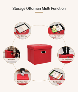 Chaise pour enfants en similicuir PVC de style moderne, pouf de rangement, meubles de maison - Product Image 4