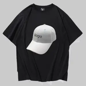 Высокое качество Модный Печатный шейный пустой свободная футболка с коротким рукавом хлопковые мужские футболки и шапки, головные уборы,