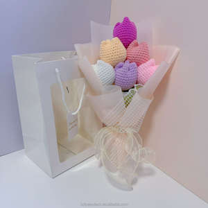 ช่อดอกไม้โครเชต์ถักมือแบบคลาสสิกทรงดอกทิวลิปปิด  ขายส่ง - Product Image 3