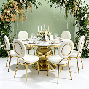 Chaises empilables en acier inoxydable <span class=keywords><strong>doré</strong></span> et blanc de luxe pour événements et banquets de mariage (vente en gros) - Product Image 2