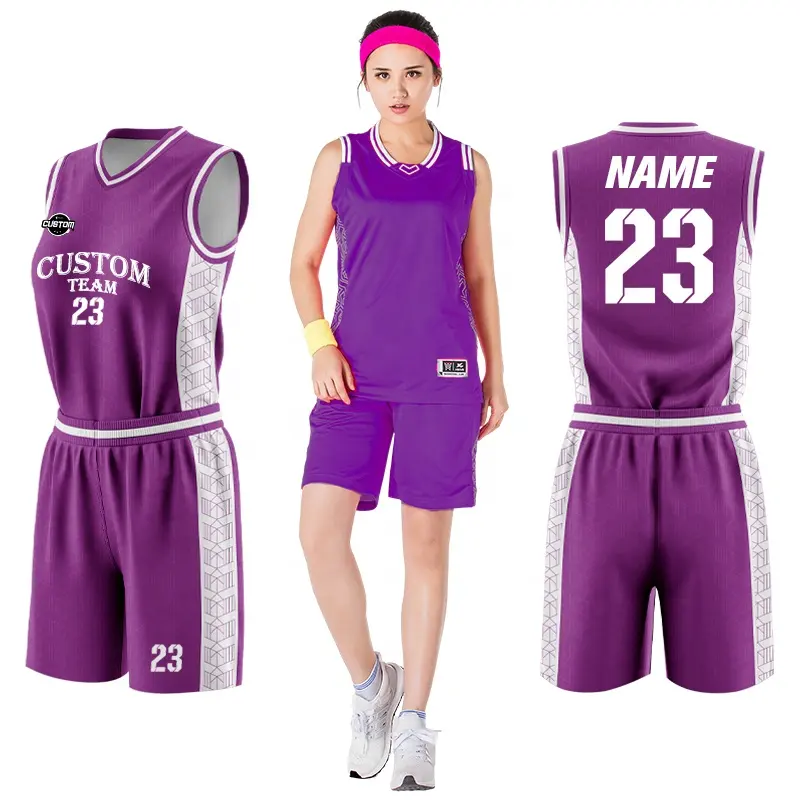 カスタムポリエステル女性バスケットボールウェアガールズバスケットボールジャージーシャツ高校大学バスケットボールユニフォーム女性用WNL001
