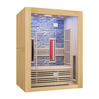 Série de pierres coulées Sauna infrarouge lointain de luxe pour 2 personnes Hammam Spa extérieur Bain de vapeur Cabine Sauna à vapeur sèche en bois