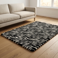 Tapis imprimé en fausse fourrure de lapin, doux et moelleux, à rayures zébrées, pour salon, chambre à coucher, décoration intérieure confortable et chaleureuse, tapis de sol
