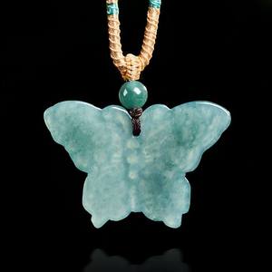 Pendentif en jade bleu naturel, forme de papillon, bijoux pour femmes, style chinois, cadeau avec certificat d'évaluation DW109 - Product Image 2