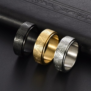 오리지널 남성용 신성한 삼각형 눈 모양 회전 가능 스테인리스 스틸 반지 - Product Image 1