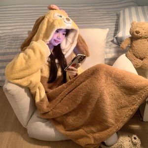 <span class=keywords><strong>In</strong></span> peluche ragazza carina con cappuccio <span class=keywords><strong>in</strong></span> <span class=keywords><strong>pile</strong></span> di corallo <span class=keywords><strong>pigiama</strong></span> da donna autunno inverno con indumenti da notte caldi ispessiti da notte - Product Image 3