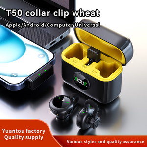 ไมโครโฟนไร้สายสำหรับผู้ลาวาเลียร์ขนาดเล็ก T50มาพร้อมกับตัวแปลงแบบ1-2รูปแบบปกตัดเสียงรบกวนสำหรับสมาร์ทโฟนพ็อดคาสท์ Vlog - Product Image 4