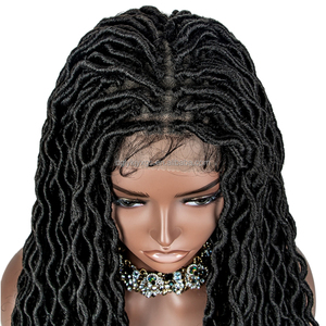 Pelucas de encaje sintético WB11 de 34 pulgadas de <span class=keywords><strong>largo</strong></span>, pelucas delanteras de encaje de 9x6 pulgadas con cabello de bebé, pelucas con trenzas Gypsy Locs para cabello de mujer - Product Image 4