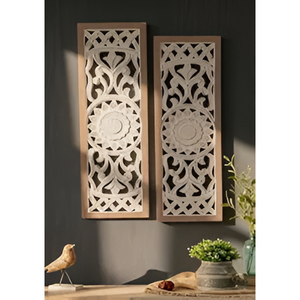 Ensemble de panneaux muraux sculptés en bois, décoration murale florale rustique pour salon, chambre, couloir, bureau, ferme - Product Image 3