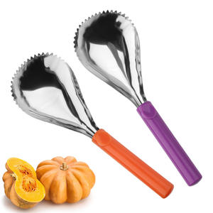 ช้อนไอศกรีมสแตนเลสด้ามพลาสติกพร้อมดีไซน์หัวหยักทำความสะอาดอุปกรณ์ในครัวได้ง่าย - Product Image 1