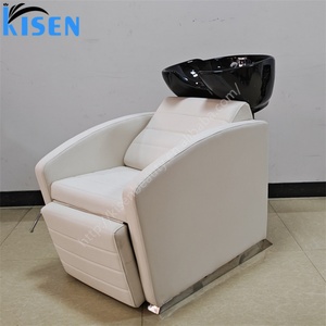 Kisen Fauteuil de lavage moderne pour salon de coiffure avec bac à shampoing et fonction massage, Mobilier de salon, Unité de lavage de cheveux avec lavabo - Product Image 3