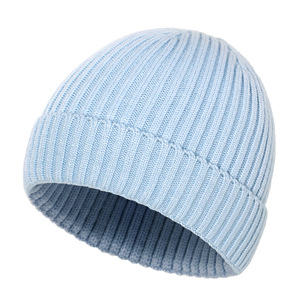 Chapeau tricoté unisexe pour nouveau-né, protection des oreilles chaude pour enfants en automne et en hiver, couleur unie rayée - Product Image 4