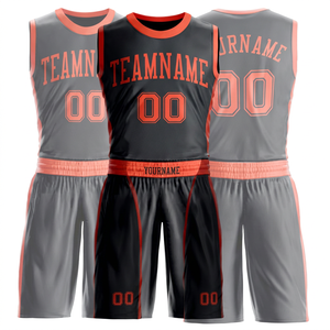 Conjunto de camiseta de baloncesto sublimada personalizada, uniforme de equipo sin mangas con estampado de nombre y número en negro y rojo, ropa para adultos - Product Image 1