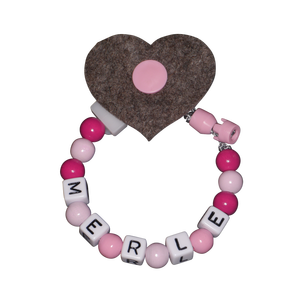 Catenella per ciuccio con nome feltro cuore / fiore (bambina) - Product Image 5