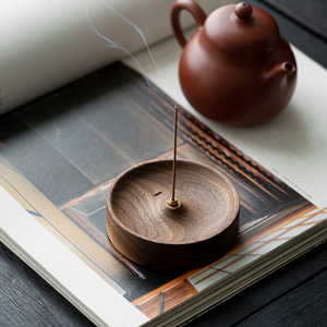 Porta incienso de madera de nogal simple y creativo, portainciertos, portainciertos para ceremonia del té Zen, quemador de incienso para interiores, incienso - Product Image 3