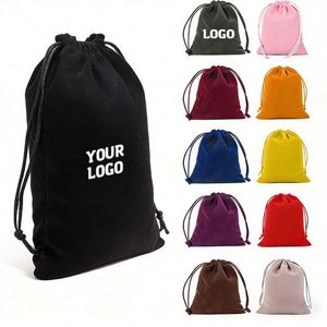 Wholesale Jewelry Storage Velvet Cloth Gift Packaging Drawstring Bag With Custom Logo - Product Image 1