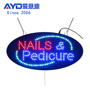 9*19 Pouces Forme Ovale Led Ongles <span class=keywords><strong>Pédicure</strong></span> Signes Led Intérieur Suspendu sur Salon De Beauté Magasin Avant Signalisation - Product Image 1