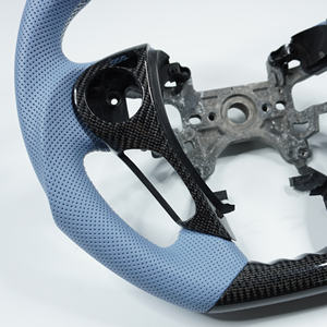 Volante in fibra di carbonio lucido privato per <span class=keywords><strong>Honda</strong></span> Accord 9th con pelle blu - Product Image 4