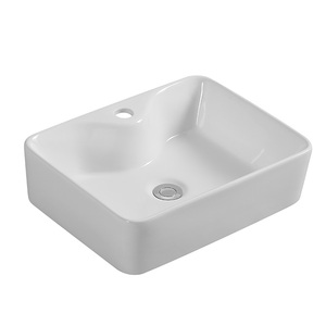 <span class=keywords><strong>Lavabo</strong></span> de comptoir en céramique blanche moderne, évier à un trou, design rectangulaire lisse, facile à nettoyer pour salle de bain, hôtel - Product Image 1