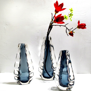 Modern Crystal <b>Vase</b> Set Artistic Blue Glass Handmade Eco-Friendly Large Tall Tabletop Decorative Flower <b>Vase</b> Crystal Coast for - Product Image 1