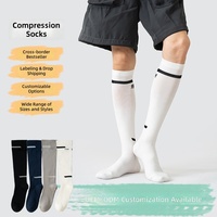 Chaussettes de compression sportives antidérapantes et respirantes pour hommes, chaussettes de compression hautes jusqu'au genou pour l'exercice, la remise en forme, la course à pied et le cyclisme
