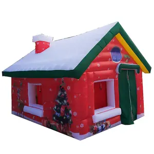 Noel partisi için noel dekorasyon kırmızı şişme Santa ev çadır, noel şişme çadır