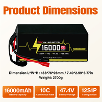 Batería LiPo para Drones 16Ah 22Ah 27Ah 32Ah 47.4V 12S, Baterías de Celdas en Bolsa de Ultra Alto Voltaje para Modelos de UAV Agrícolas e Industriales