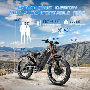 Vélo électrique 60V pour adulte, moteur 250W, batterie 80Ah, 26"*4.0" pneus larges, 7 vitesses, VTT tout-terrain, 16 mph, entrepôt US Romeo E - Product Image 6