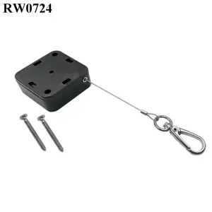 RUIWOR RW0724 Square Heavy Retractable Anti-Theft Recoiler Pull Box Plus Key Hook Wire Rope End as Tethered Mechanism