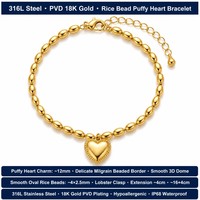 Meilleure Vente 2026 – Bracelet Personnalisé en Acier Inoxydable Plaqué Or 18K avec Maillons et Breloques Cœur Chic – Vente en Gros