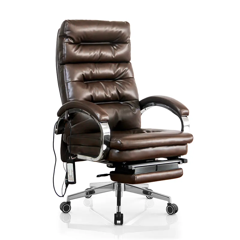 Luxe Fauteuil Kantoormeubilair Ergonomische Bruine Lederen Massage Bureaustoel