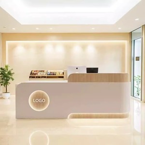 モダンラグジュアリー 木製受付カウンター ハイエンドバーテーブル 美容サロン・ホテル・学校向け ベーキング塗装仕上げ レジカウンター - Product Image 5