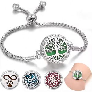 Vente en gros de bracelets d'aromathérapie magnétiques pour diffuseur d'huiles essentielles arbre de vie creux en acier inoxydable Pulseras Hombre Mujer - Product Image 1